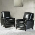 thumbnail image 6 of 14 Karat Home Upholstered Genuine Leather Recliner Chair Set of 2 with Solid Wood Legs, Black, 6 of 10
