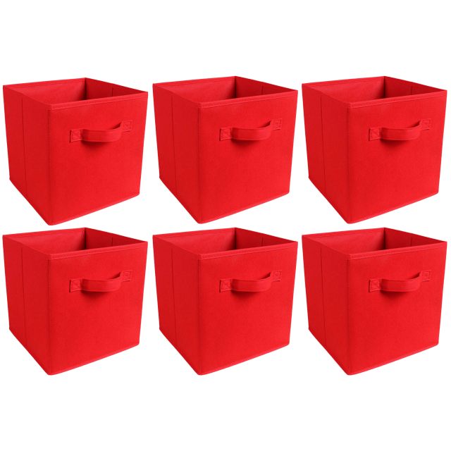 Purebryt Poubelle de Rangement Cube Pliable 6 Pièces, Rouge