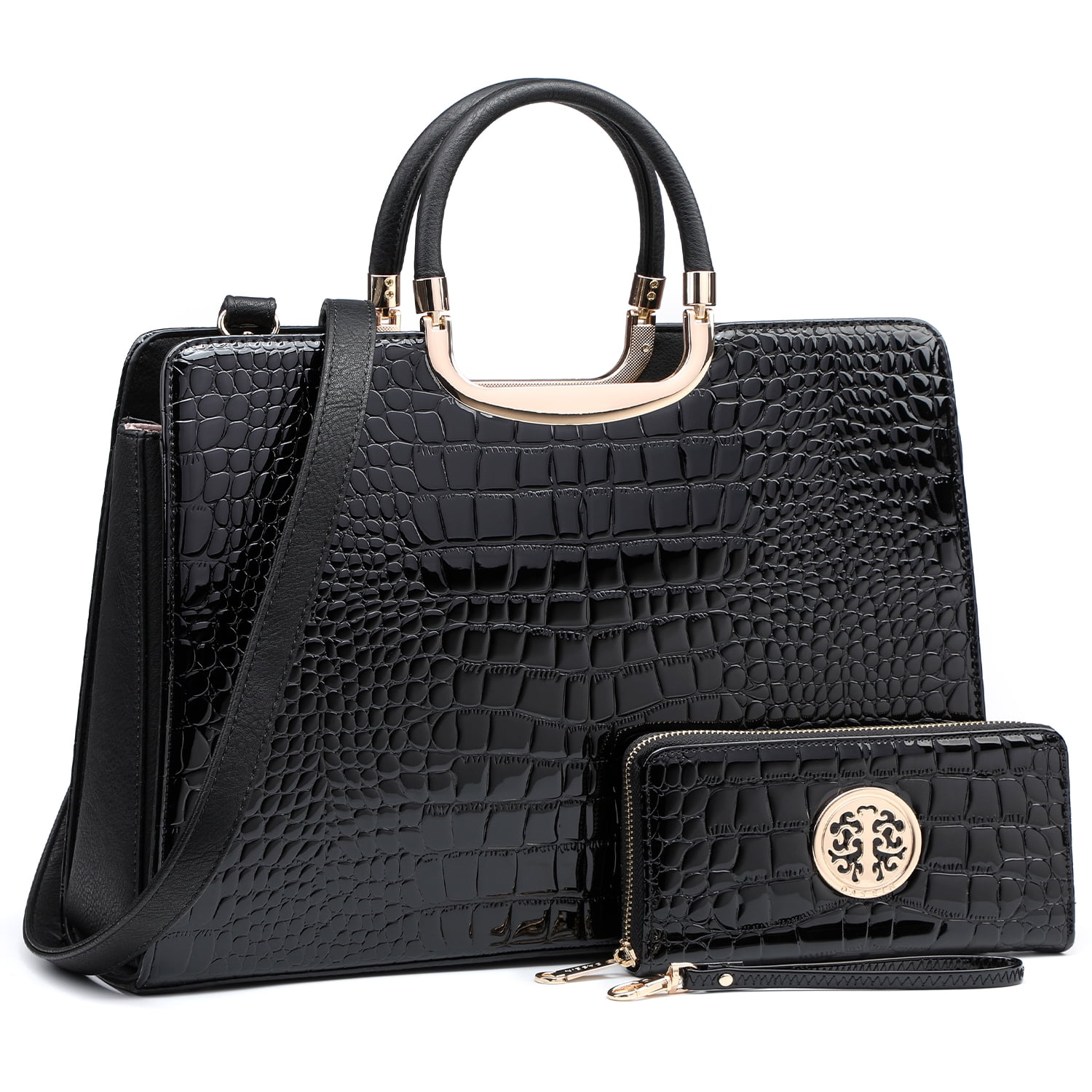 Womens Handbag Top Handle Shoulder Bag Tote Satchel Purse Work Bag with Matching Wallet 