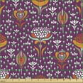 thumbnail image 2 of Floral Fabric by the Yard, Garden Flowers Retro Style Scandinavian Pattern Spring Season, Decorative Upholstery Fabric for Sofas and Home Accents, Purple Orange by Ambesonne, 2 of 5