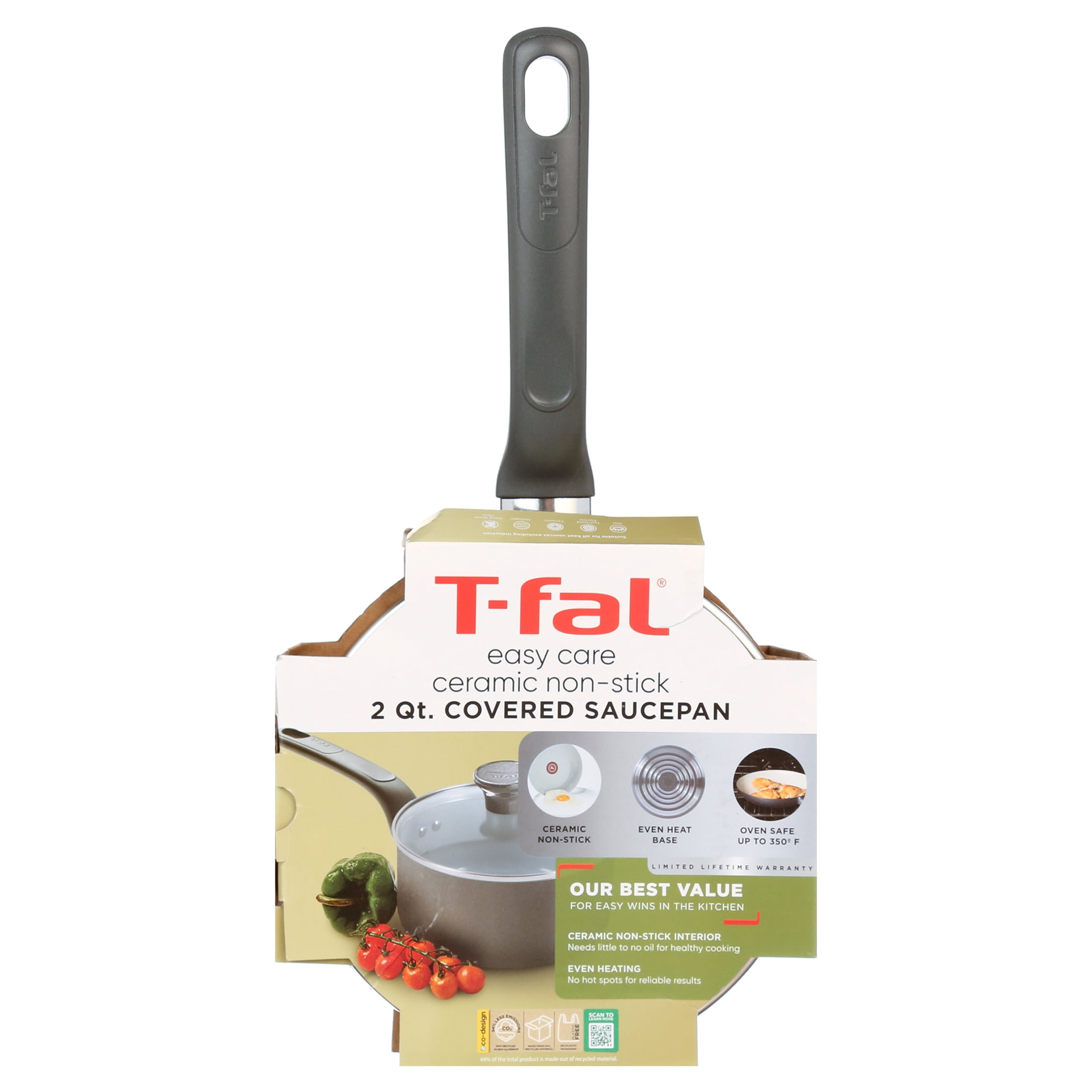 T-fal Easy Care Ceramic 2qt Sauce pan w/lid Grey