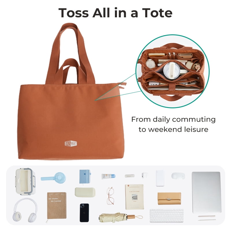 BAGSMART Halo Tote Bag for 15.6" Laptop, Lightweight 25L Tote Bag Casual Handbags for Travel, Work, Beach, Gym, Shop, Pink