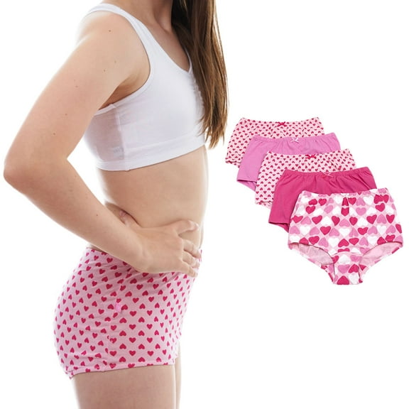 Valair Kids' Cotton Underwear Panties 5-Pack - Soft, Full-Cut Briefs for Little and Teen Girls