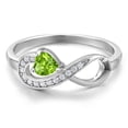 thumbnail image 3 of Gem Stone King 925 Sterling Silver Green Peridot Infinity Ring for Women (0.39 Cttw, Heart Shape 4MM, Gemstone August Birthstone, Size 7), 3 of 6