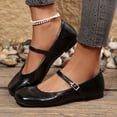thumbnail image 3 of Rokment Vintage Ballet Flat Dress Shoes for Women 2026 Spring Fall Soft Casual Leather Square Toe Ankle Strap Low Heels Mary Jane Bridal Dressy Shoes Black Size 6, 3 of 7