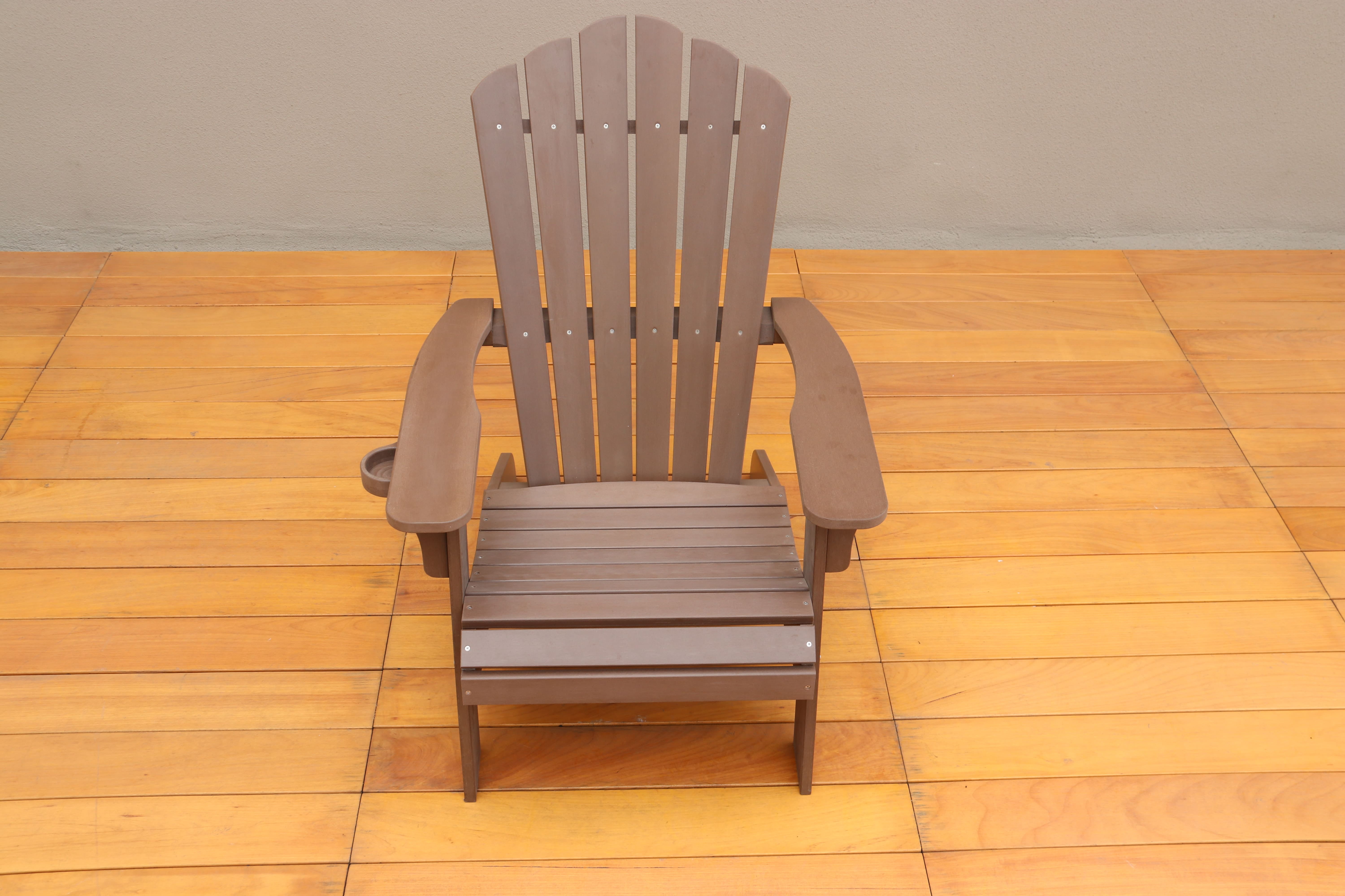 Modern Muse Polystyrene Adirondack Chair - Brown | Durable Outdoor Seating with Cup Holder | Weatherproof, Low Maintenance, and Stylish Design