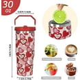 thumbnail image 3 of Valentine''s Day Insulated Tumbler with Handle and Straw - 30 oz Stainless Steel Travel Mug with Red Love Hearts, Valentine Gift & Decor (1 PCS), 3 of 6