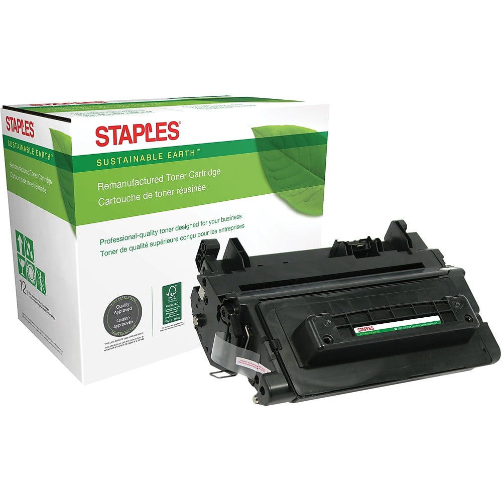 Staples Remanufactured Toner Cartridge Replacement for HP 64A (Black