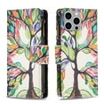 thumbnail image 4 of Nalacover for iPhone 14 Pro Zipper Wallet Case with Card Slots Holder, Floral Flower Pattern PU Leather Flip Cover for Women Girls, Wrist Hand Strap Kickstand Magnetic Clasp Case, Tree, 4 of 8