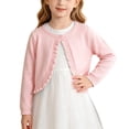 thumbnail image 2 of GigrtiJin 18M-11T Girls One Button Cardigan Long Sleeve Knit Cardigan Cute Cropped Crew Neck Casual Sweaters, 2 of 3