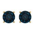 thumbnail image 3 of 3 Ct Round Cut Studs Natural London Blue Topaz 14K Yellow Solid Solid Gold Everyday Dainty Earrings Screw Back, 3 of 7