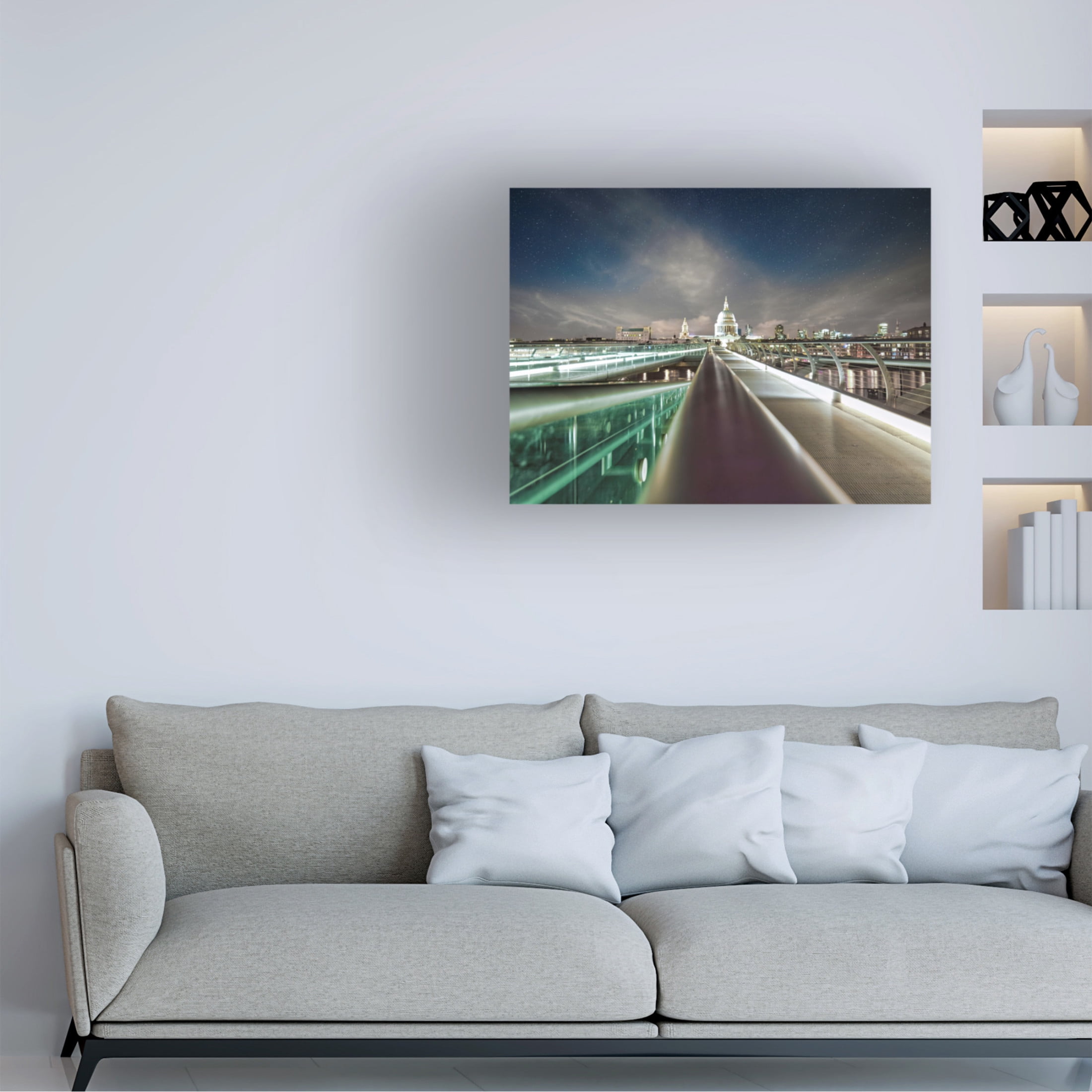 Canvas Wall Art - Mark A Paulda 'St Pauls Cathedral And Millennium Bridge' Wall Art for Living Room, Bedroom, or Office Décor by Trademark Fine Art - 32 x 24 Inches