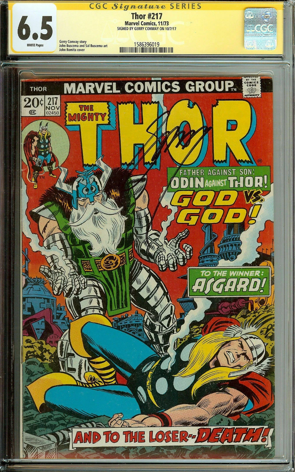 The Mighty Thor #217 Signed by Gerry Conway CGC 6.5