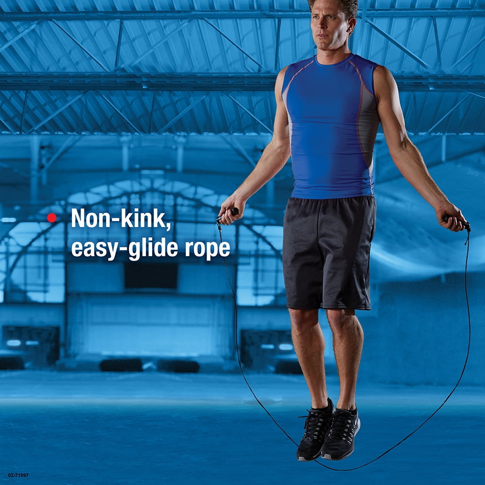 SPRI Sure-Grip Textured Adjustable Speed Rope, Black