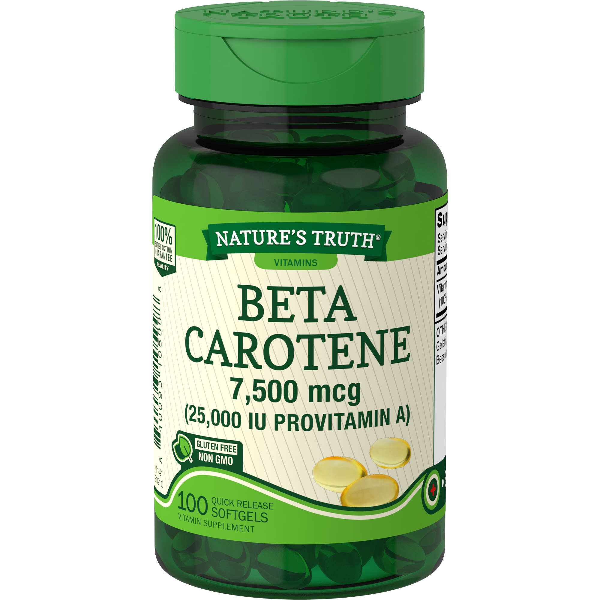 Beta Carotene 25000 IU Softgels ( 7500 mcg ) 100 Count Vitamin A