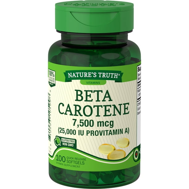 Beta Carotene 25000 IU Softgels ( 7500 mcg ) 100 Count Vitamin A