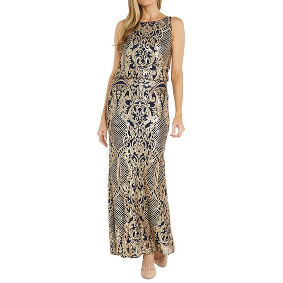 R&M Richards Womens Sequined Evening Dress