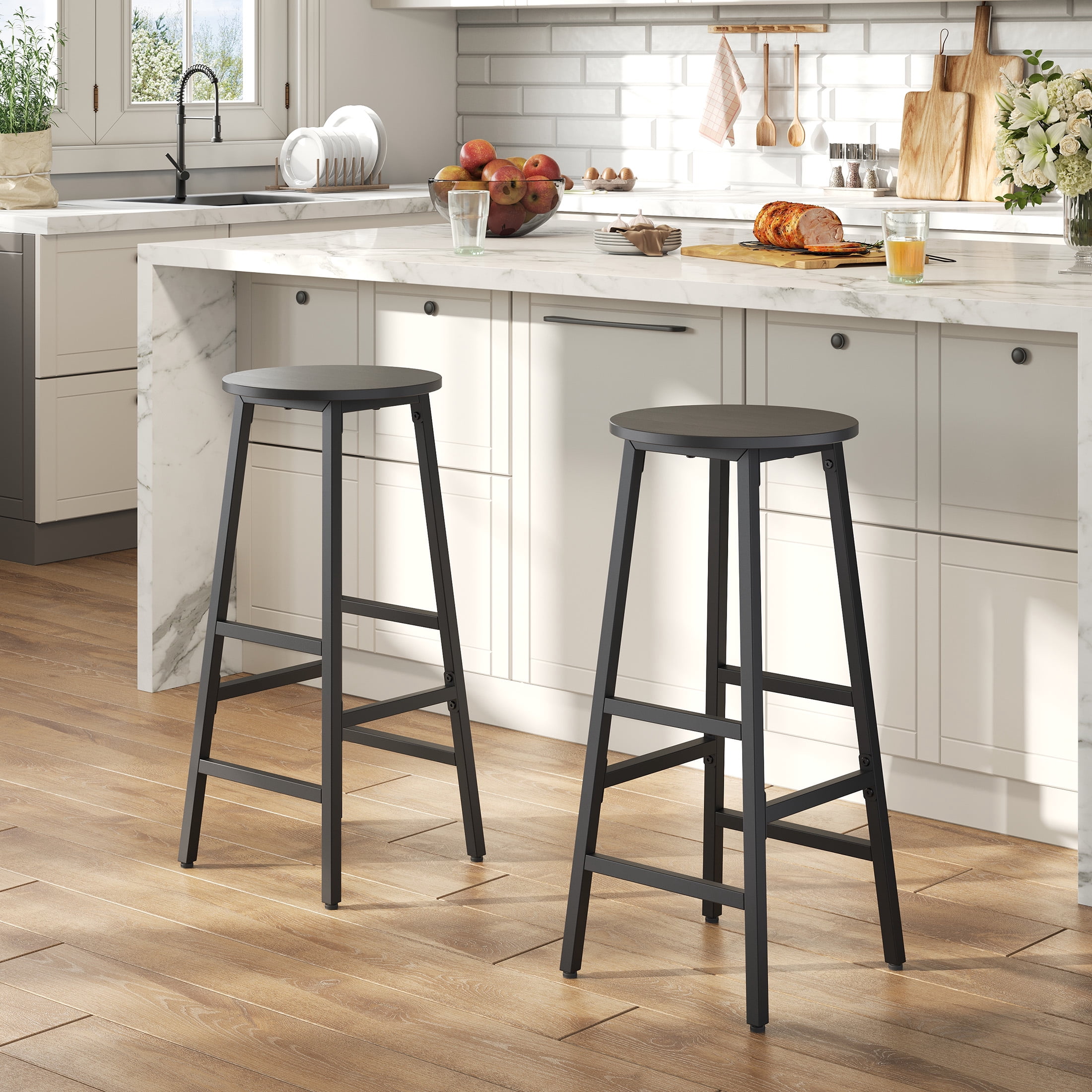 Gelloan Bar Stools, Barstools Set of 2,Counter Height Barstools,27.7" Bar Stools for Kitchen Island, Industrial Bar Chairs, for Dining Room, Kitchen, Bar,Black
