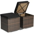 thumbnail image 1 of Costway 2PCS Patio Rattan Ottomans Seat Side Table Storage Box Footstool with Cushion Black, 1 of 10