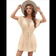 thumbnail image 1 of Robe de Plage Ample à Manches Courtes pour Femmes, Col en V Profond, TTG, 1 of 8