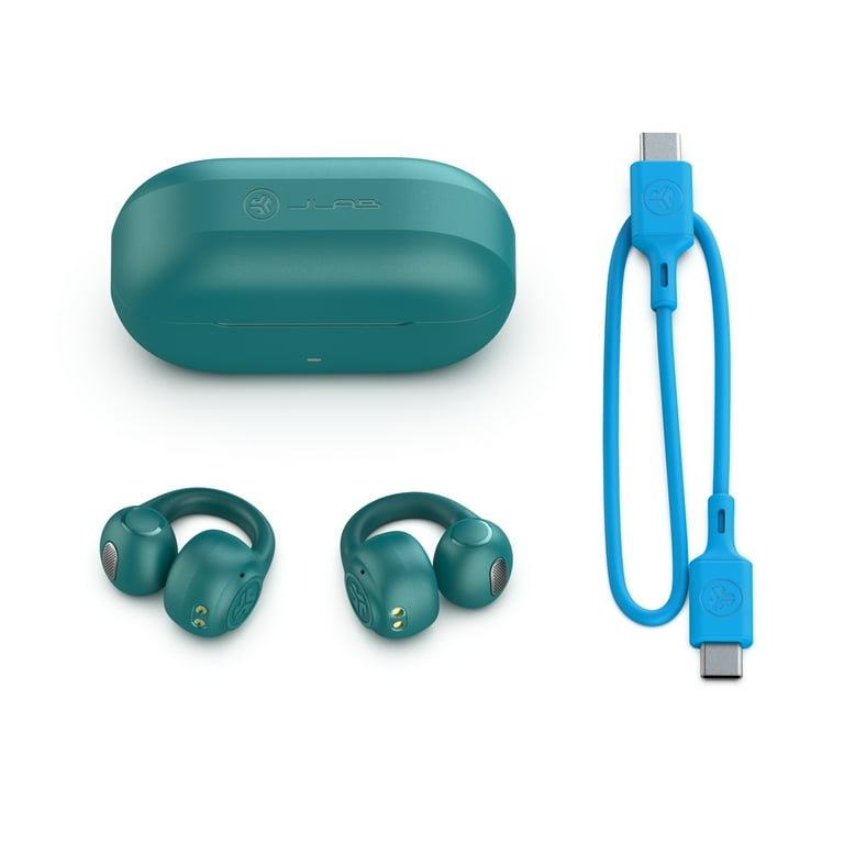 JLab Flex Open Earbuds, Teal, Open-Ear Clip Design, 21+ Hr