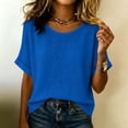 thumbnail image 7 of Staron Women Hollow Out Knitted Round Neck Short Sleeve Casual Boho Beach Vacation Loose Tops Bohemian Crochet Sweater, Blue S, 7 of 7