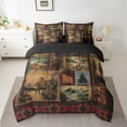 thumbnail image 3 of Patchwork Cabin Lodge Bedding Set Twin 7 Pcs,Bear Deer Hunting Bed in a Bag with Flat Fitted Sheet,Boho Exotic Comforter Set with Pillowcase and Sham,Woodland Animal Bed Sheets Set, 3 of 6