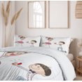 thumbnail image 6 of Ambesonne Cartoon Duvet Cover Sets, Romantic Couple, 2-Queen, Pink Blue and White, 6 of 7