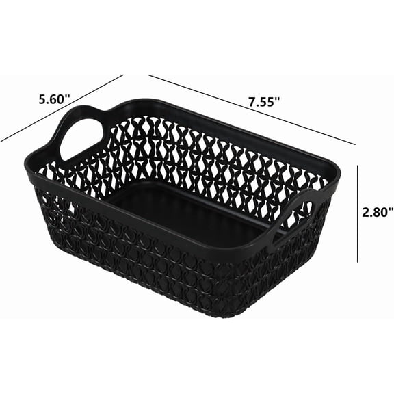 NDIUG-12-Pack Plastic Shallow Storage Baskets Trays, Mini Desktop Basket, Black