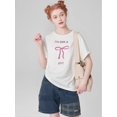 thumbnail image 1 of Summer Girls Casual Cute Bow Printed Short Sleeve T-ShirtFather's Day, Mother's Day, New Year, SprinCamisetas para mujer, lindas camisetas con estampado gráfico, de manga corta, estilo casual, para ve, 1 of 7