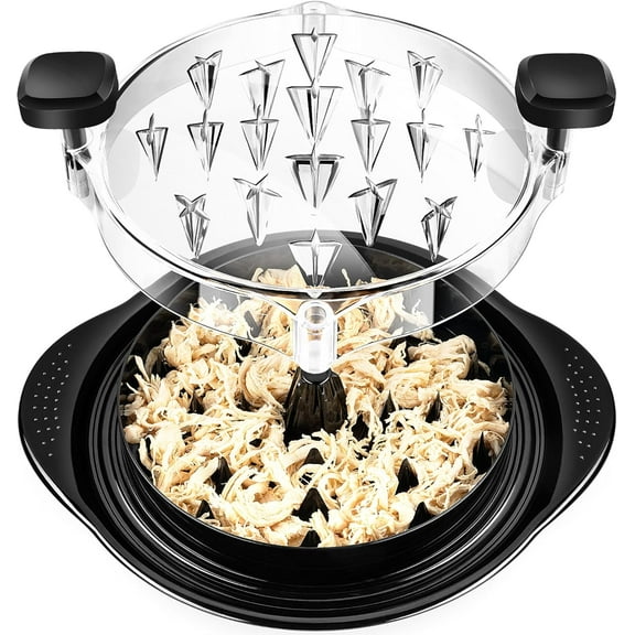 Upgraded 12in Chicken Shredder, Visible Meat Shredder Tool, Design with 4 Ball Bearings Chicken Shredder Tool Twist, Ergonomic Handle, Super Anti-Slip Base, Dishwasher Safe, Heat Resistant, BPA Free