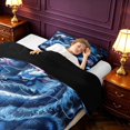 thumbnail image 3 of Manfei Traditional Eastern Dragon Animals Twin Comforter Sets,Flower Crane Bedding Set,Navy,Black Reversible,2-Piece,1 Comforter and 1 Pillowcase, 3 of 7