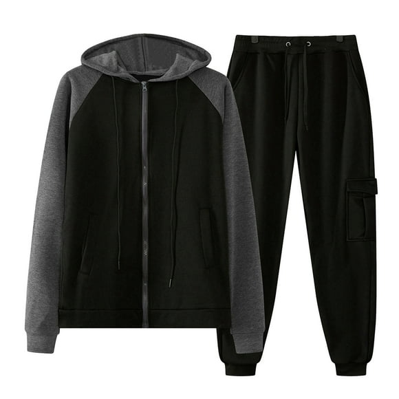HBFAGFB Sweat Suits for Men 2 Piece Autumn and Winter Casual Hoodie Sweatshirt Pants Set BK5 Size M