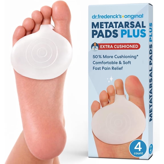 Dr. Frederick’s Original Metatarsal Pads Plus, Ball of Foot Cushions, 4 Count