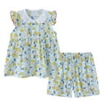 thumbnail image 2 of Itsun Toddler Outfits for Girls,Toddler Kids Baby Girls Short Sleeve Print T-Shirt Shorts Cotton Pajamas Outfits Set Blue 2-3 Years, 2 of 9
