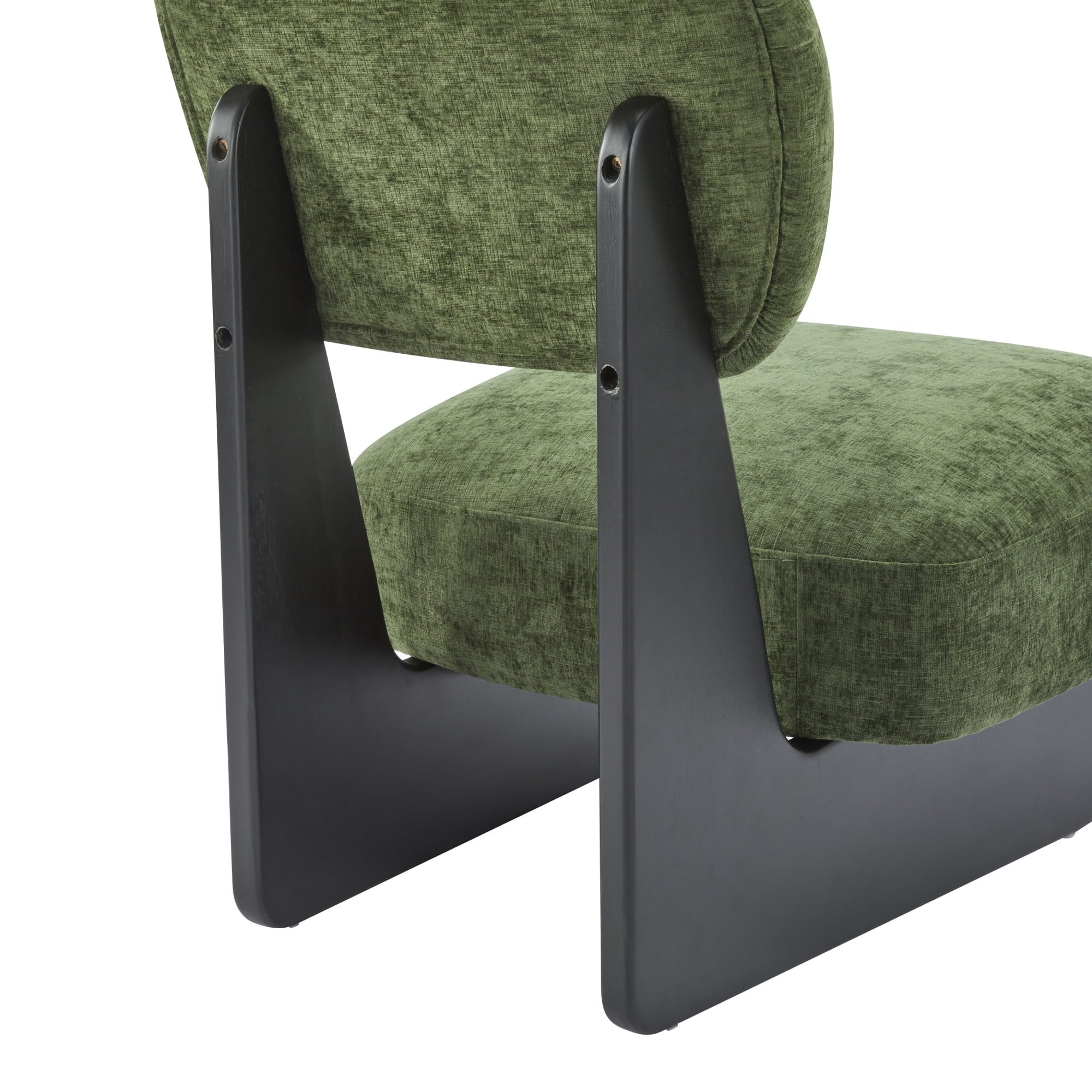 Leumius Set of 2 Modern Lounge Chair with Polyester Upholstery, Sturdy Wood Base With Walnut Finish, Minimalist and Stylish Accent Seating for Living Room Bedroom Office Black+Green