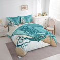 thumbnail image 4 of Homewish Teal Anchor Print Bedding Comforter Set 7pcs, Marble Abstract Ombre King Bedding Sets, Ocean Marine Theme Reversible Bed Sheets, Breathable Home Decor, 4 of 8