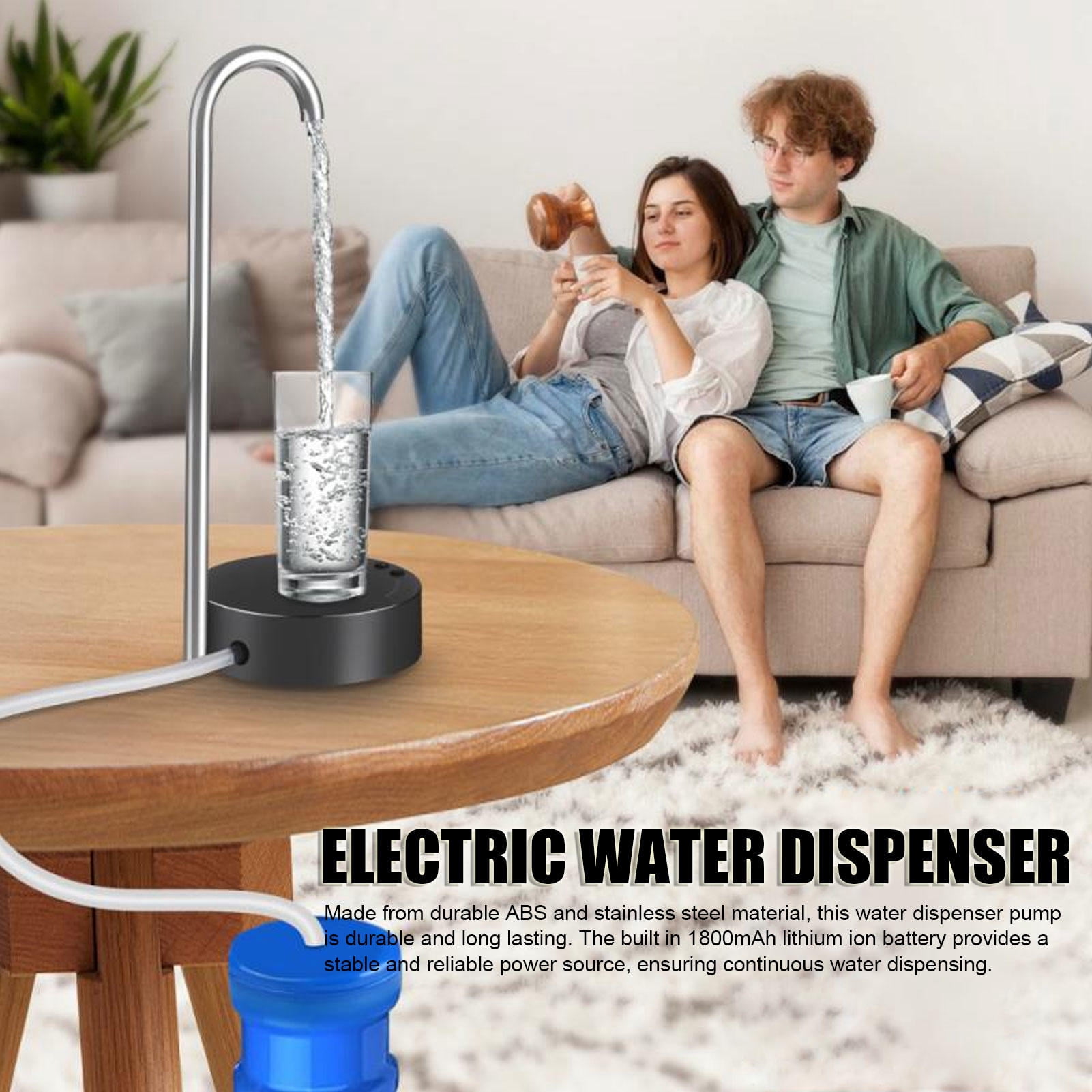 BOKYAN Smart Dual-Purpose Automatic Water Dispenser Pump – Electric Mineral Water Bottle & Desk Pump, Black