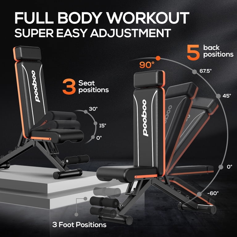 Pooboo Foldable Weight Bench, Adjustable, 800 lb Capacity photo 4