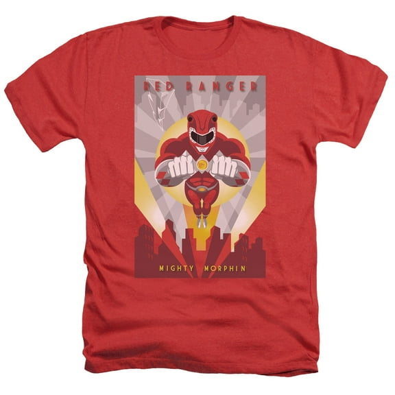 Power Rangers - Red Deco - Heather Short Sleeve Shirt - Large