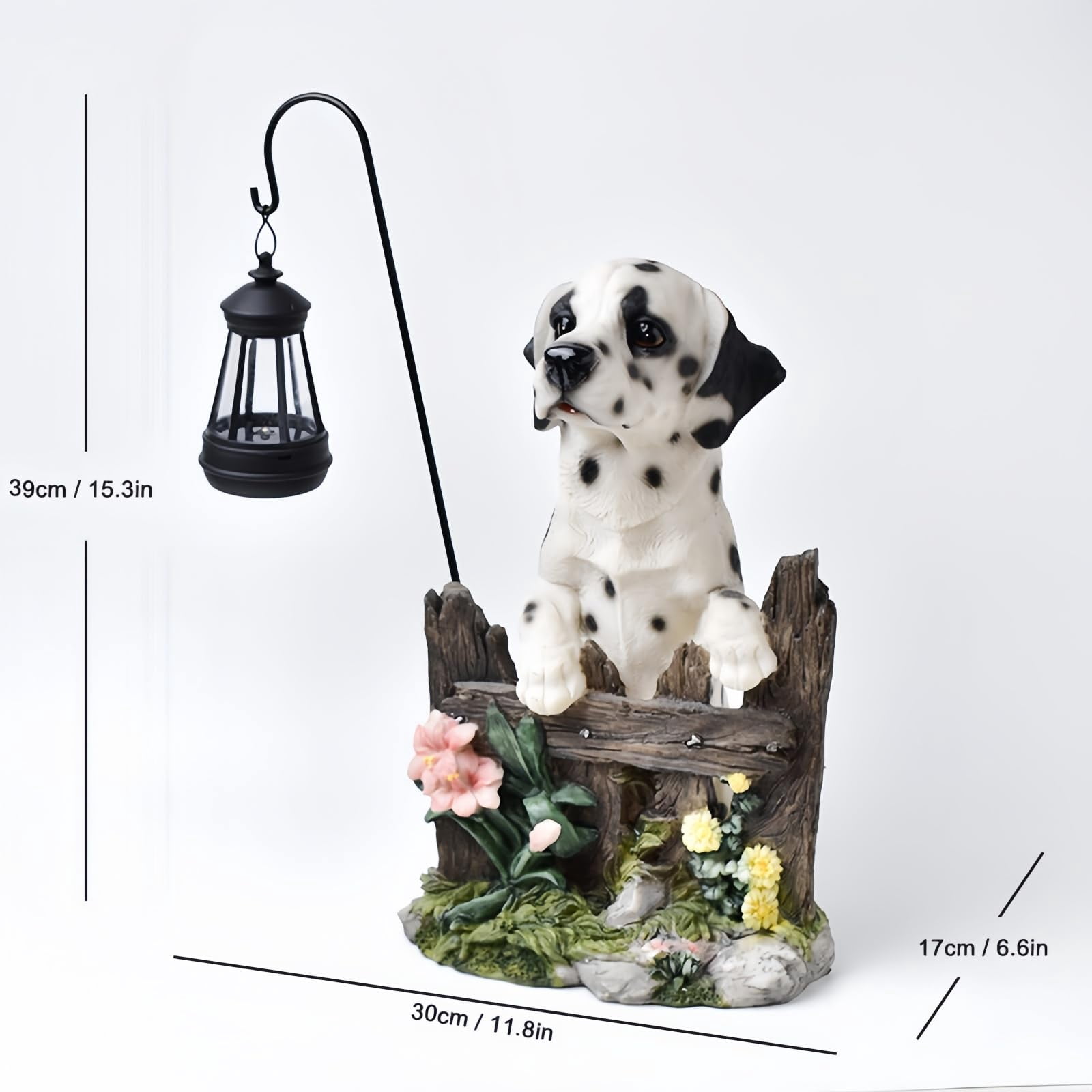 Garden Dog Statues Outdoor Decorations, Solar Lights Outdoor Puppy Statue, Outdoor Animal Statues with Solar Lantern for Patio, Lawn, Yard Art Decoration, Housewarming Garden Gift