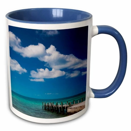 

3dRose Bahamas Eleuthera Island Hatchet Bay pier - CA05 WBI0407 - Walter Bibikow - Two Tone Blue Mug 15-ounce