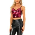 thumbnail image 1 of TOP CROP DE TIRANTES FINOS INSPIRE CHIC CON LENTEJUELAS PARA MUJER, TAMAÑO L, COLOR CERISE, 1 of 5