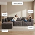 thumbnail image 4 of Oak and Birch 110” Wide 4-Seater Ergonomic Modular Couch, Compressed No-Assembly Sectional Sofa with Chaise & Bed-Style Layouts, Charcoal, 4 of 7