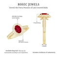 thumbnail image 5 of Rosec Jewels Lab Grown Ruby Oval Engagement Ring with Double Halo - Vintage Style Ruby Diamond Ring - AAAA Quality Certified, 10K Yellow Gold, US 8.50, 5 of 8