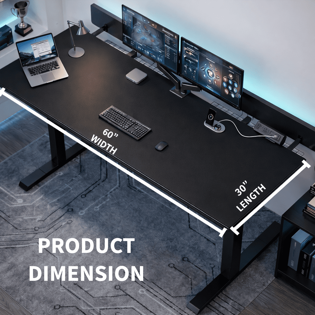 BrooveWave Electric Standing Desk Adjustable, 60''x30" Sit Stand Desk with Flip-Top Cable Management for Home Office