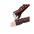 thumbnail image 4 of INSPIRE CHIC Women's Satin Lace Up Fingerless Gloves Solid Color Punk Arm Warmers One Size Black and Red Ribbon, 4 of 6