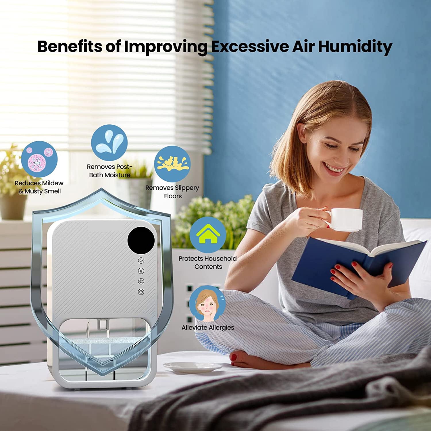 Dehumidifiers for Home Room,AILKIN 39oz&1100ML Water Tank Auto-Off Energy Efficiency Humidity Display 24H Timer 7 Colors Light Portable Mini Dehumidifier for Small Room,Bathroom,Bedroom