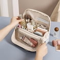 thumbnail image 3 of Travel Makeup Bag, Large Capacity Cosmetic Bag for Women, Waterproof Quilting,  Portable Toiletry Bag for Skincare, Brushes & Travel Essentials, 3 of 9