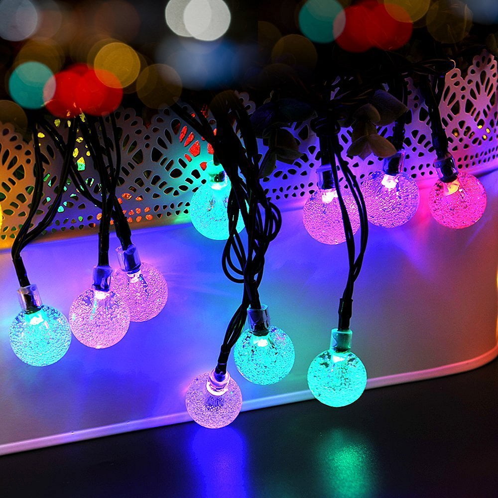 Qedertek Christmas Lights 30 LED Globe Ball Solar String Light 19.7ft Fairy  Bubble Crystal Lights for Christmas Tree,Holiday,Outdoor,Indoor,Party Decor  (Purple)
